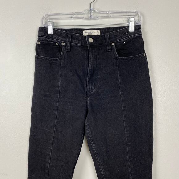 Abercrombie Skinny High Rise Split Hem Jeans Curve Love Black Stretch Size 28 6R - Picture 3 of 8